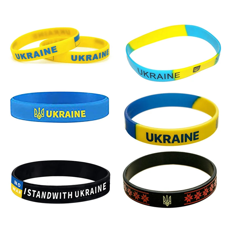ukraine flag silicone wristband sport elastic unisex jewelry