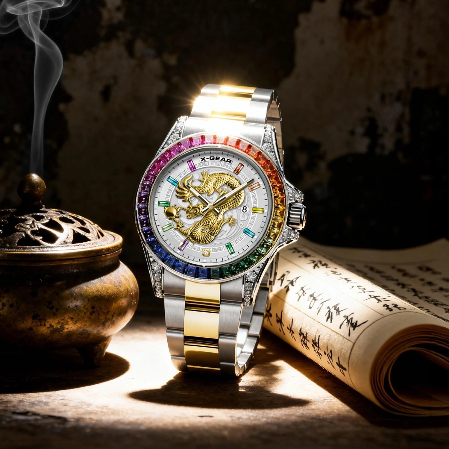 X-GEAR Real Dragon Dial Men's Luxury Quartz Watch