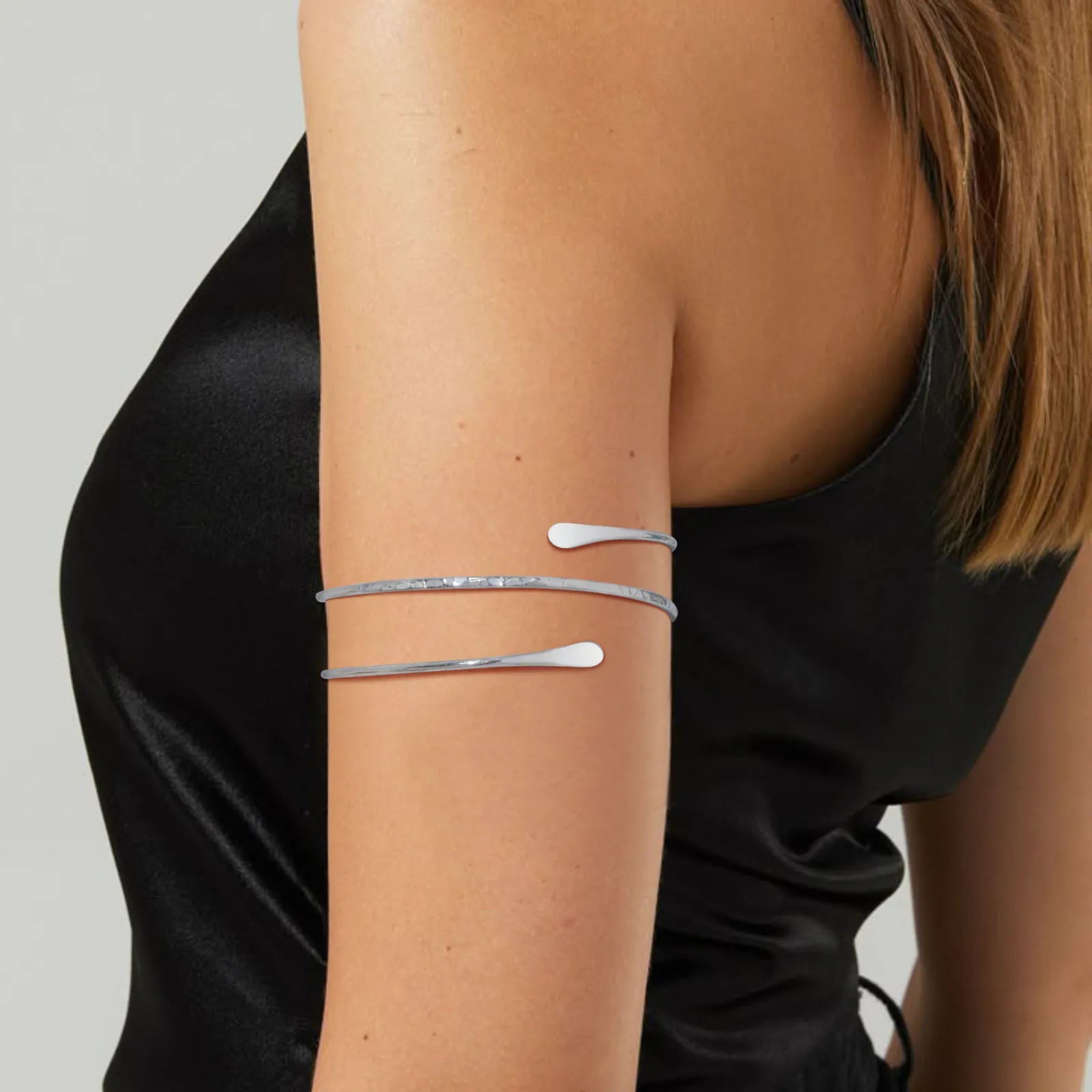 Minimalist gold upper arm cuff bracelet women