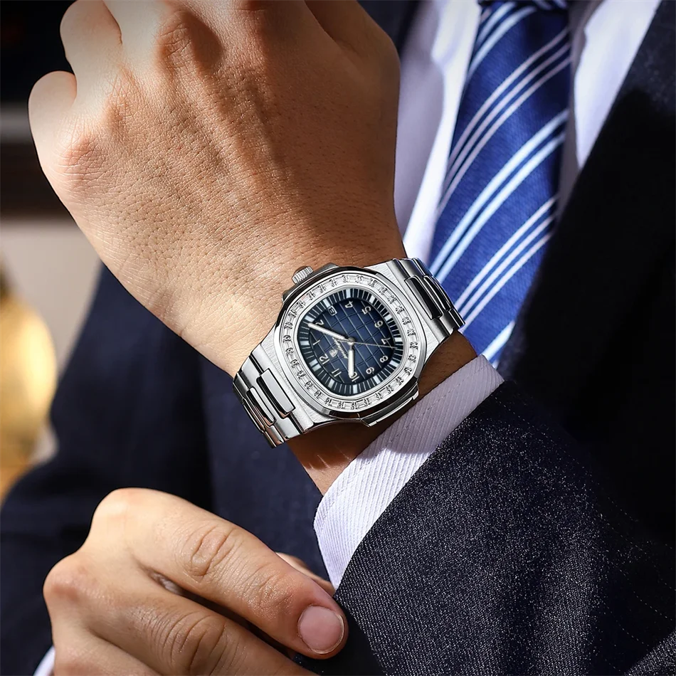 men watch stainless steel quartz waterproof luminous luxury casual trendy