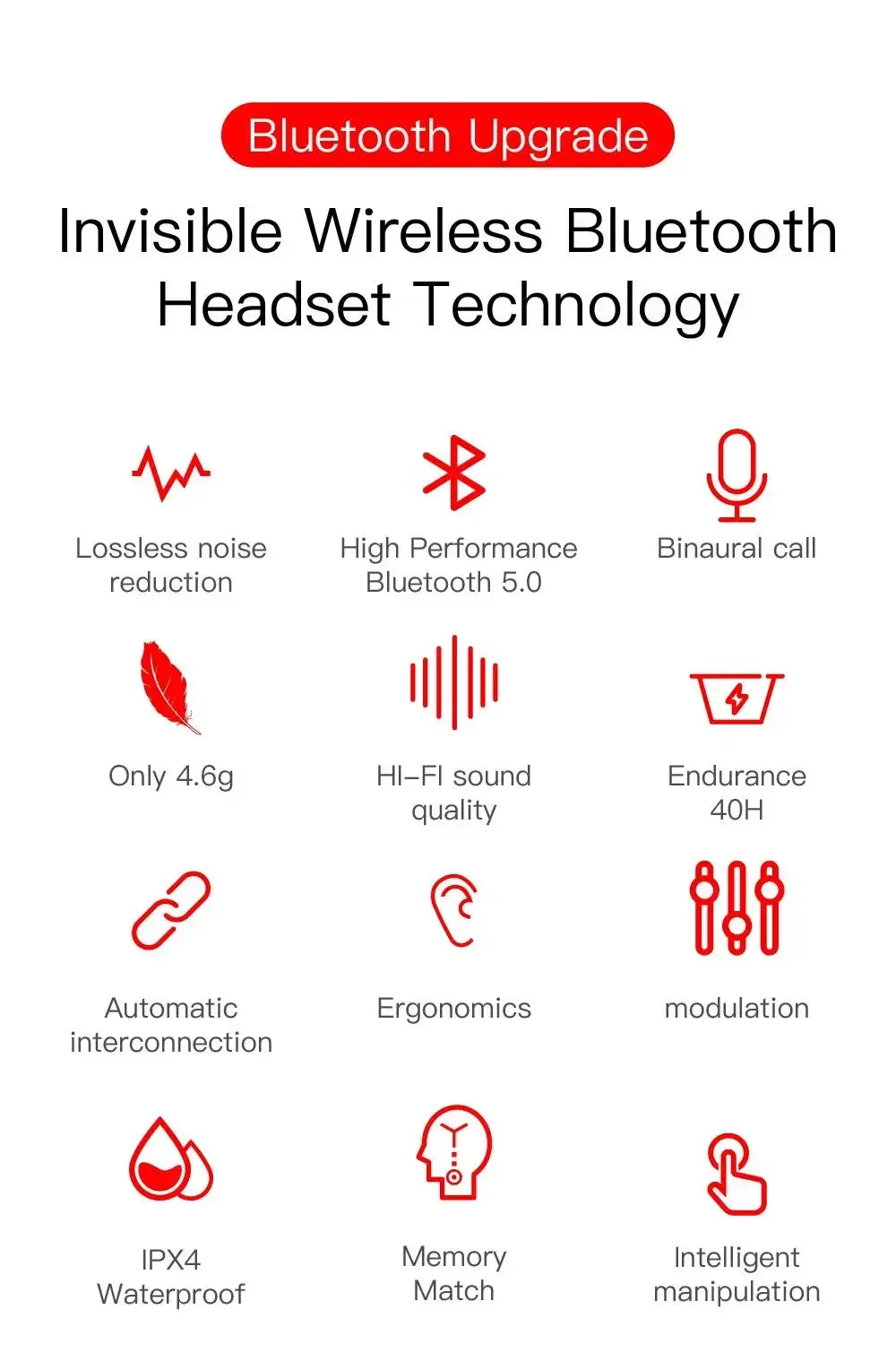 E6S TWS Bluetooth Earphones, wireless noise-canceling headset for Xiaomi Samsung