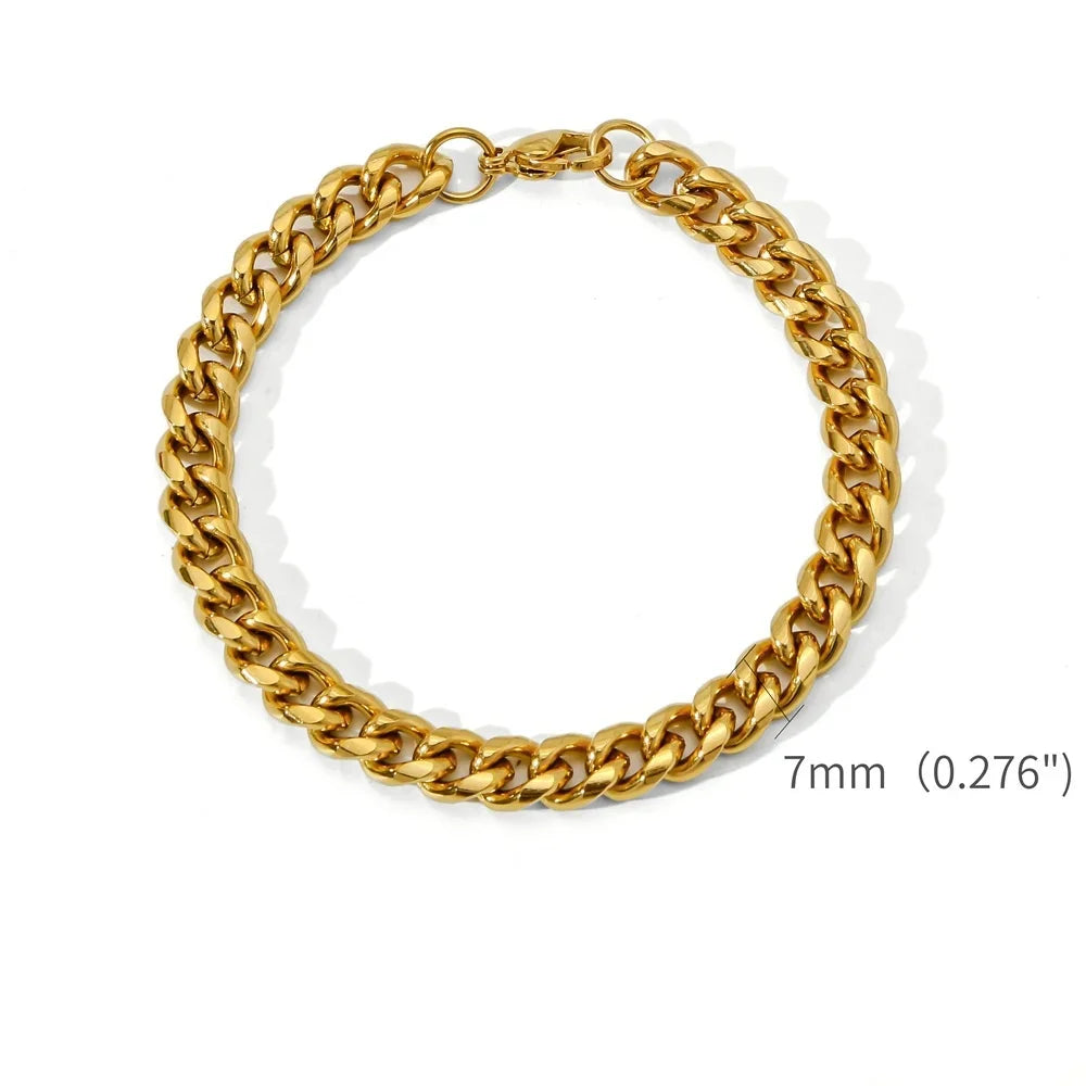 Gold Cuban Chain Bracelet Men Women Hip-Hop Jewelry