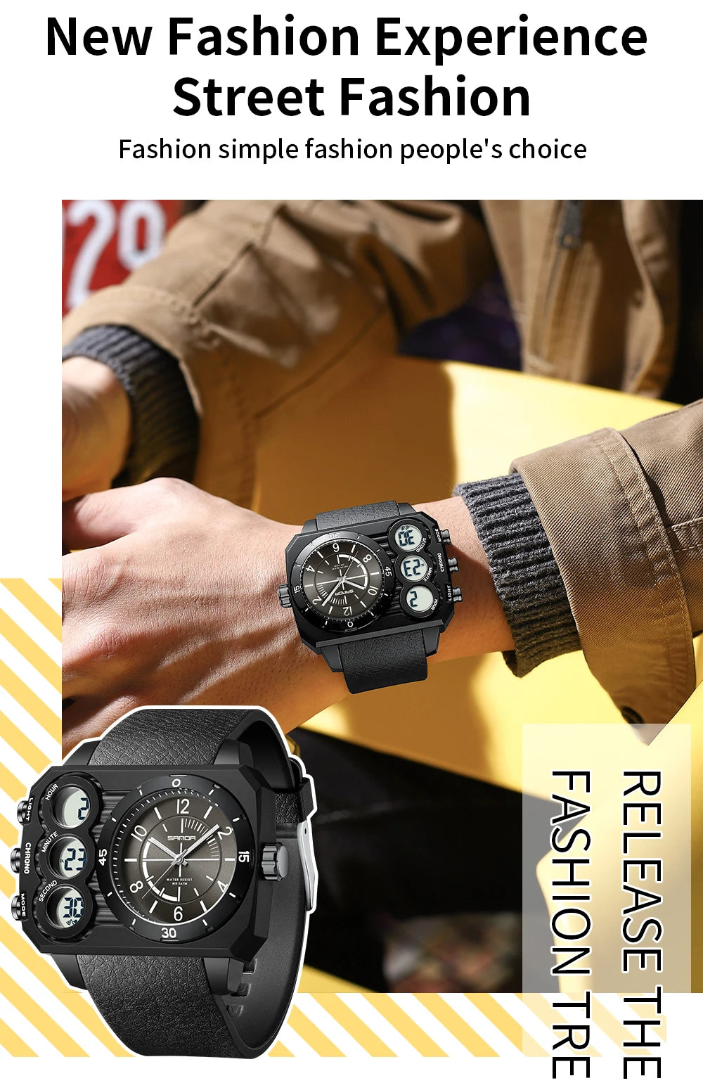 Reloj deportivo LED resistente al agua para hombre SANDA