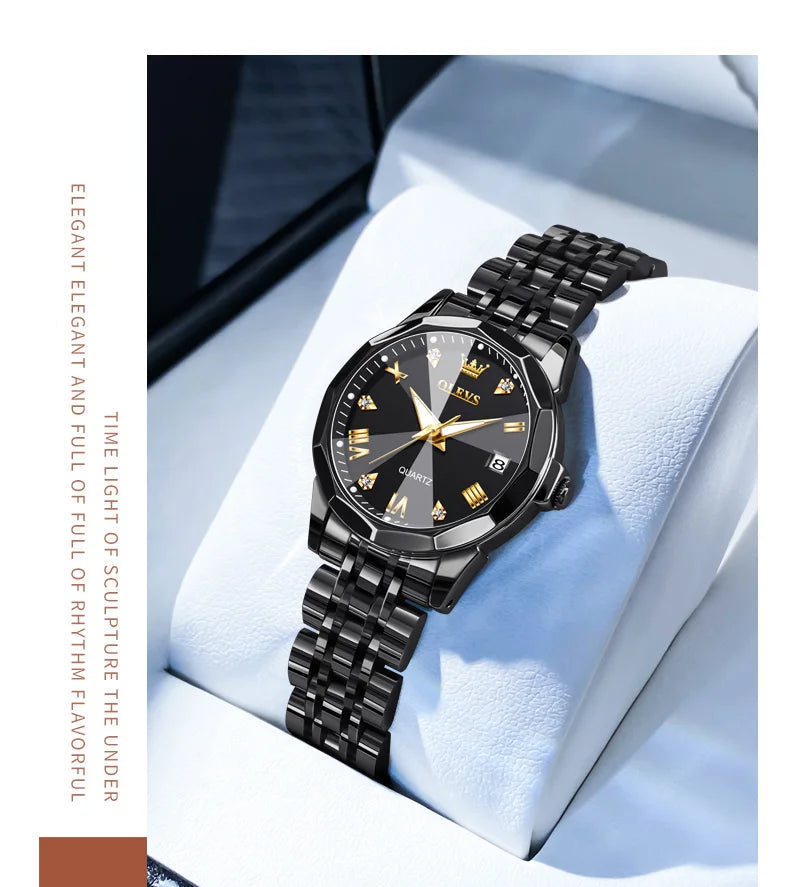 OLEVS Luxury Women Watch Elegant Waterproof Stainless Steel Quartz