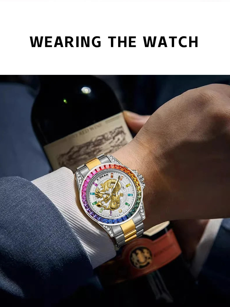 X-GEAR Real Dragon Dial Men's Luxury Quartz Watch