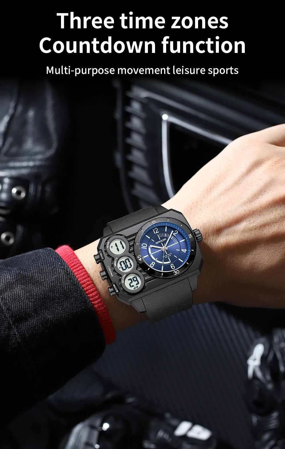 Reloj deportivo LED resistente al agua para hombre SANDA