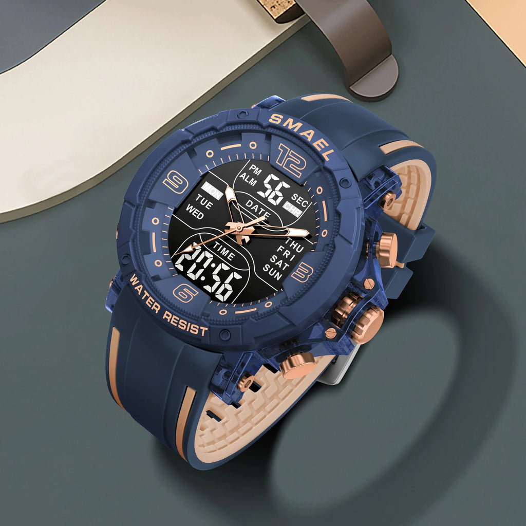 SMAEL Waterproof Quartz Sport Alarm Watch Nightlight