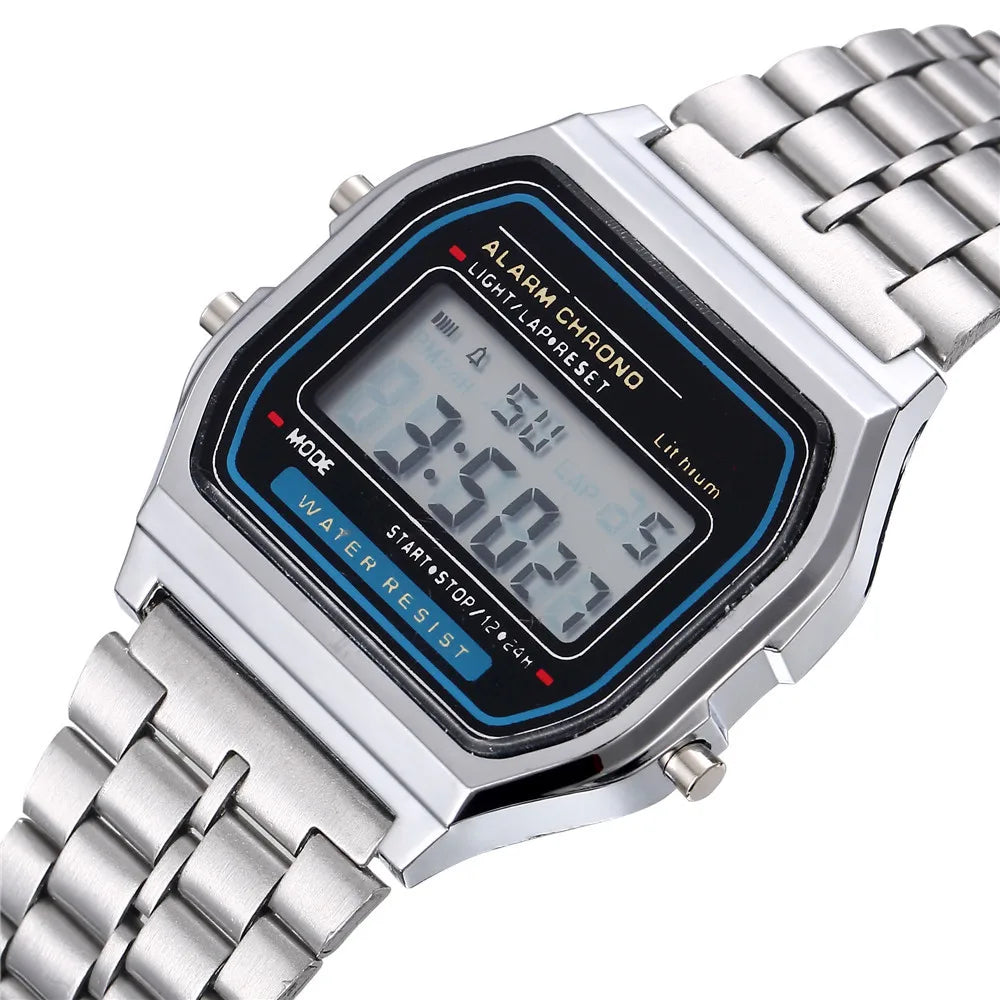 Elegant Women Digital Watch Gold Silver Stainless Steel