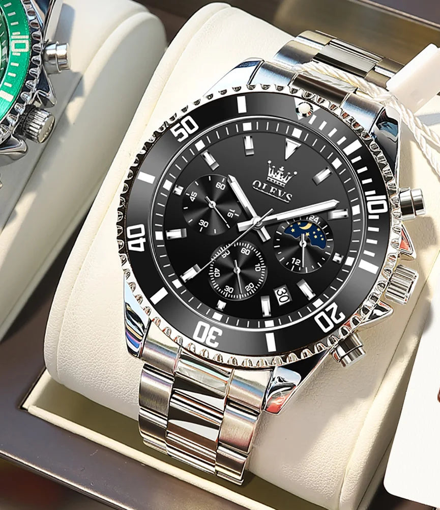 OLEVS Men Watches Luxury Waterproof Stainless Steel Chronograph