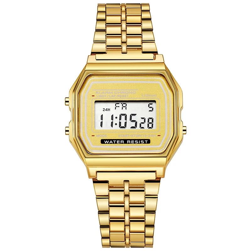 Elegant Women Digital Watch Gold Silver Stainless Steel