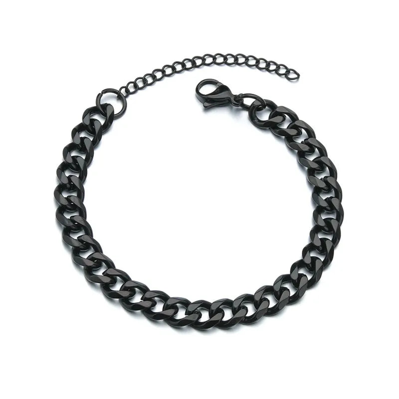 Stainless Steel Cuban Chain Bracelet Men Women Jewelry