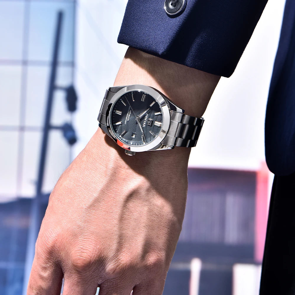 Benyar Mechanical Watch 40mm Stainless Steel Waterproof Men
