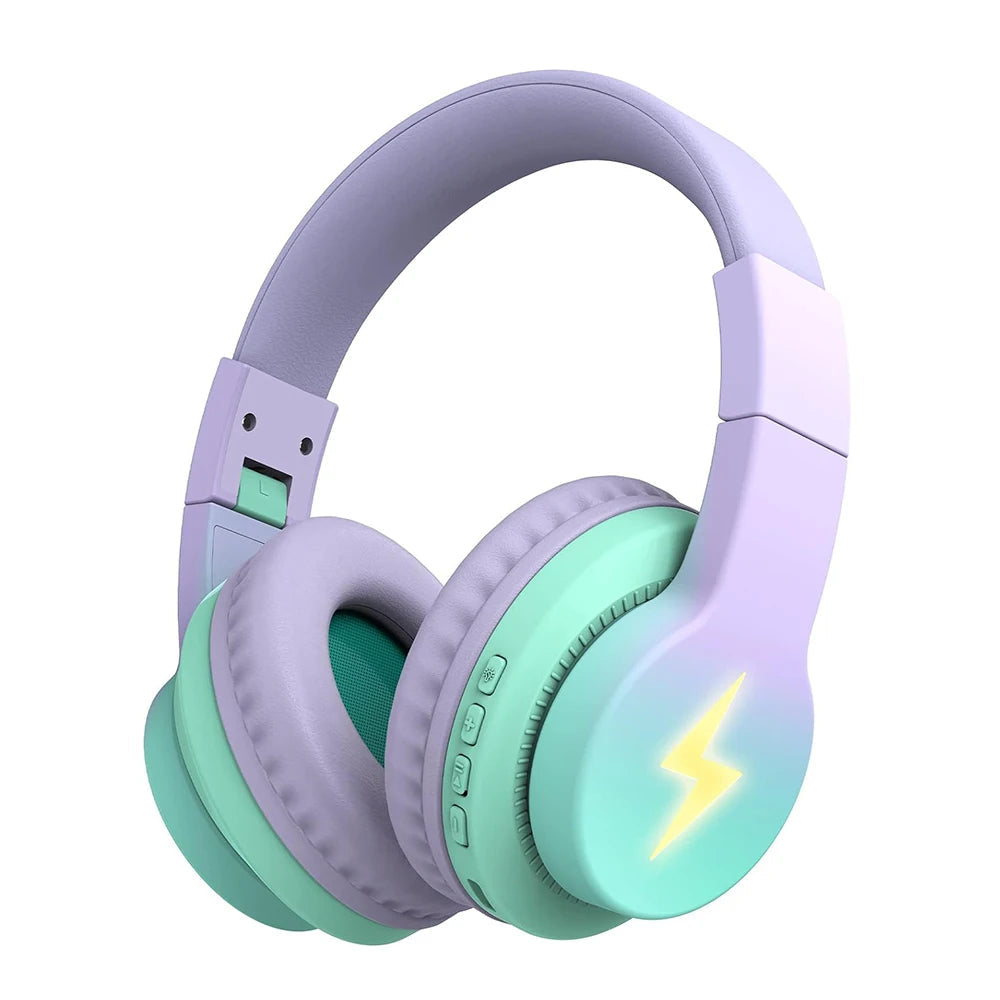 kids bluetooth headphones led over ear mic tablet