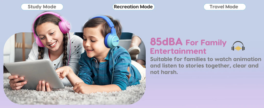 kids wired headphones stereo over ear school 3.5mm