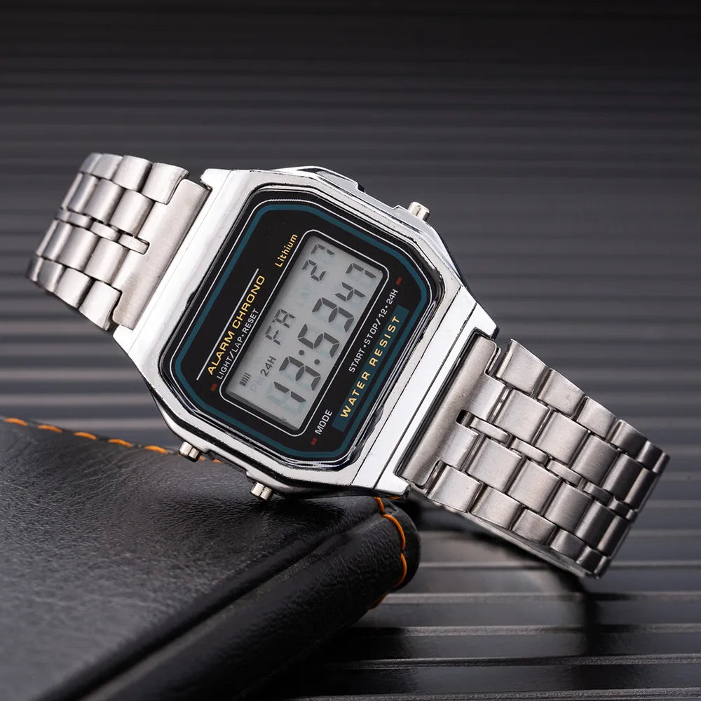 Elegant Women Digital Watch Gold Silver Stainless Steel