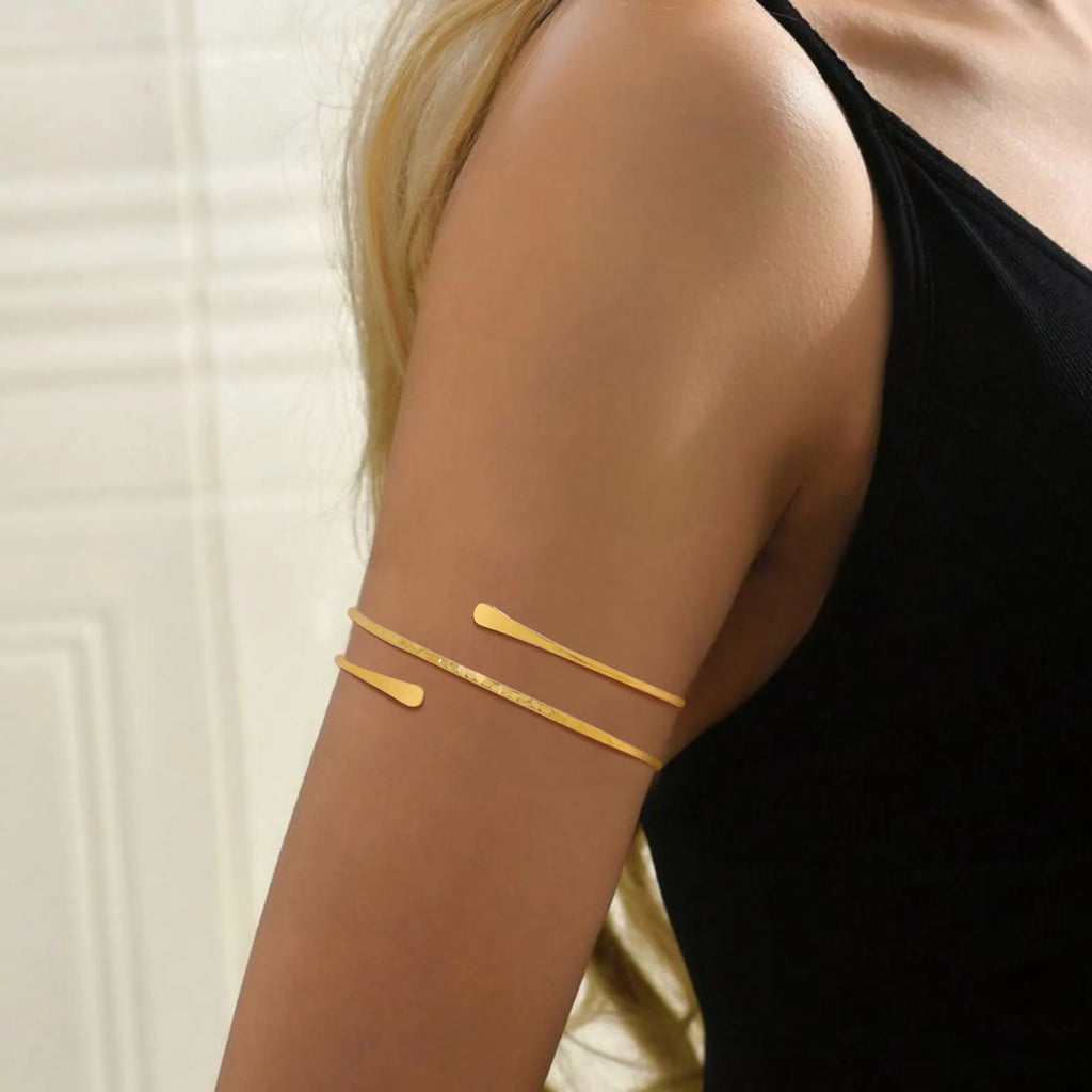 Minimalist gold upper arm cuff bracelet women