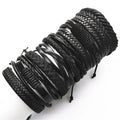 Stylish black woven bracelets handmade leather fashion gift