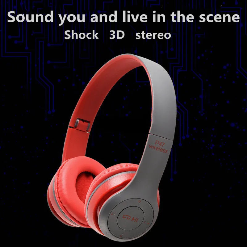 P47 Bluetooth headphones foldable HiFi stereo bass with mic