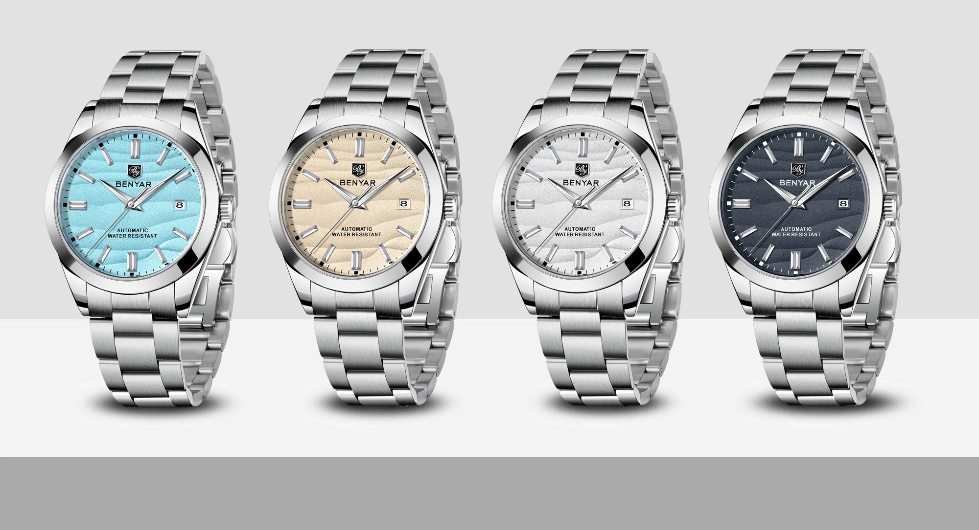 Benyar Mechanical Watch 40mm Stainless Steel Waterproof Men