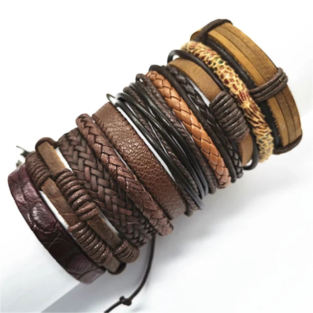 Stylish black woven bracelets handmade leather fashion gift