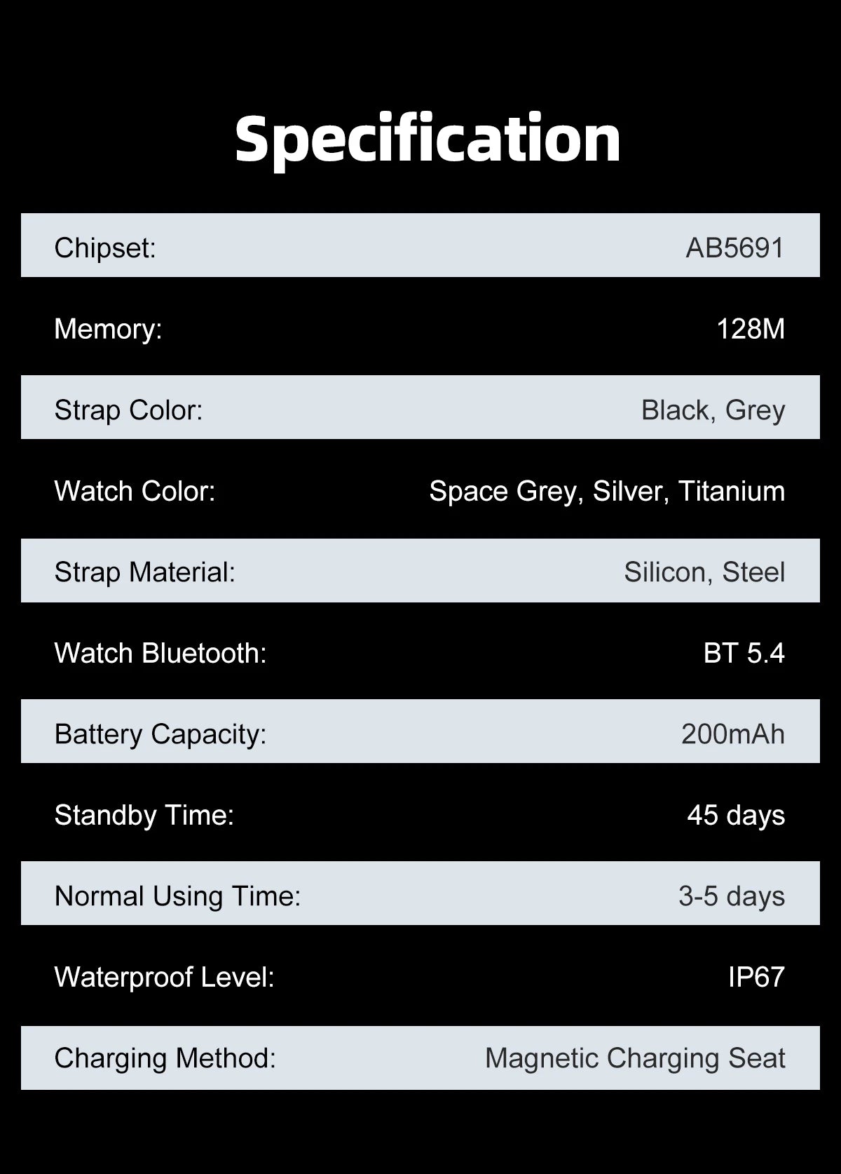 Ultradünne Smartwatch AMOLED Display Anruferinnerung Fitness