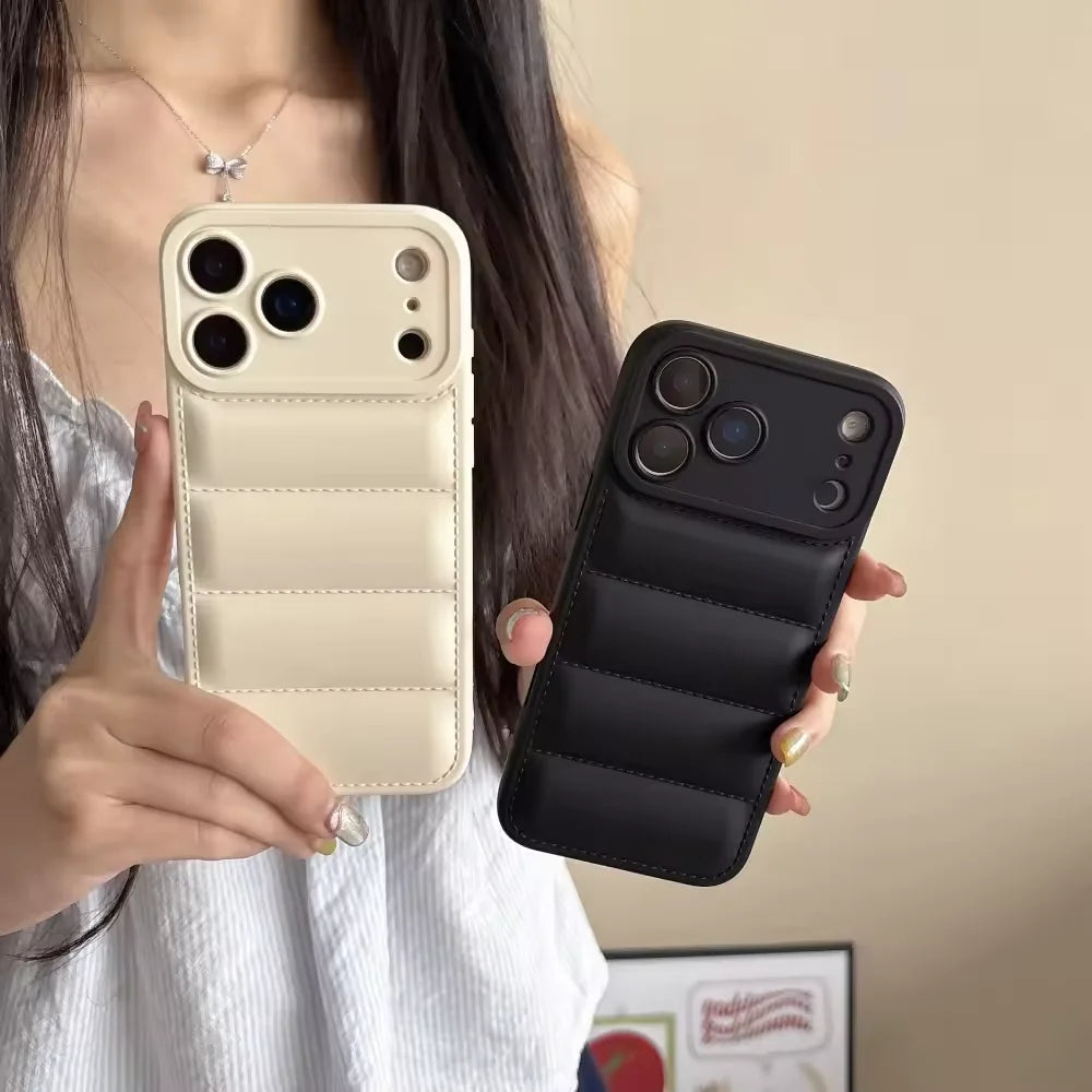 Luxury puffer iPhone case winter soft silicone protection
