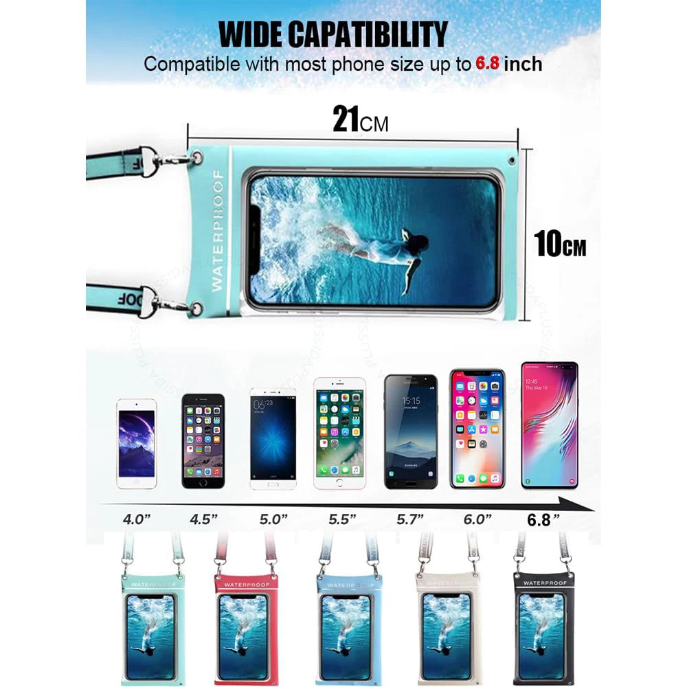IPX8 waterproof pouch for Samsung and iPhone, perfect for swimming and underwater use
