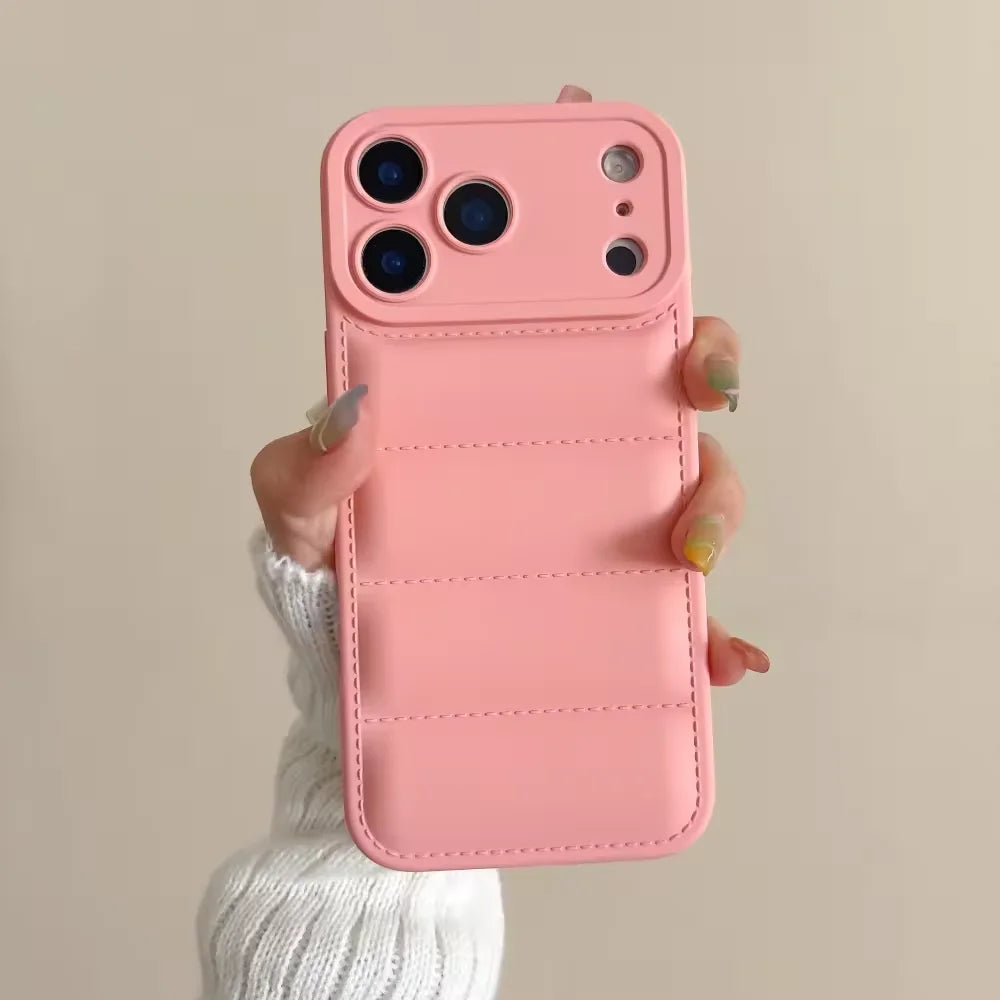 Luxury puffer iPhone case winter soft silicone protection