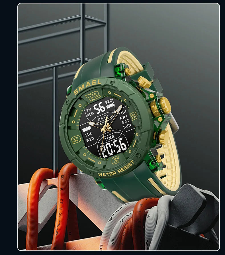 SMAEL Waterproof Quartz Sport Alarm Watch Nightlight