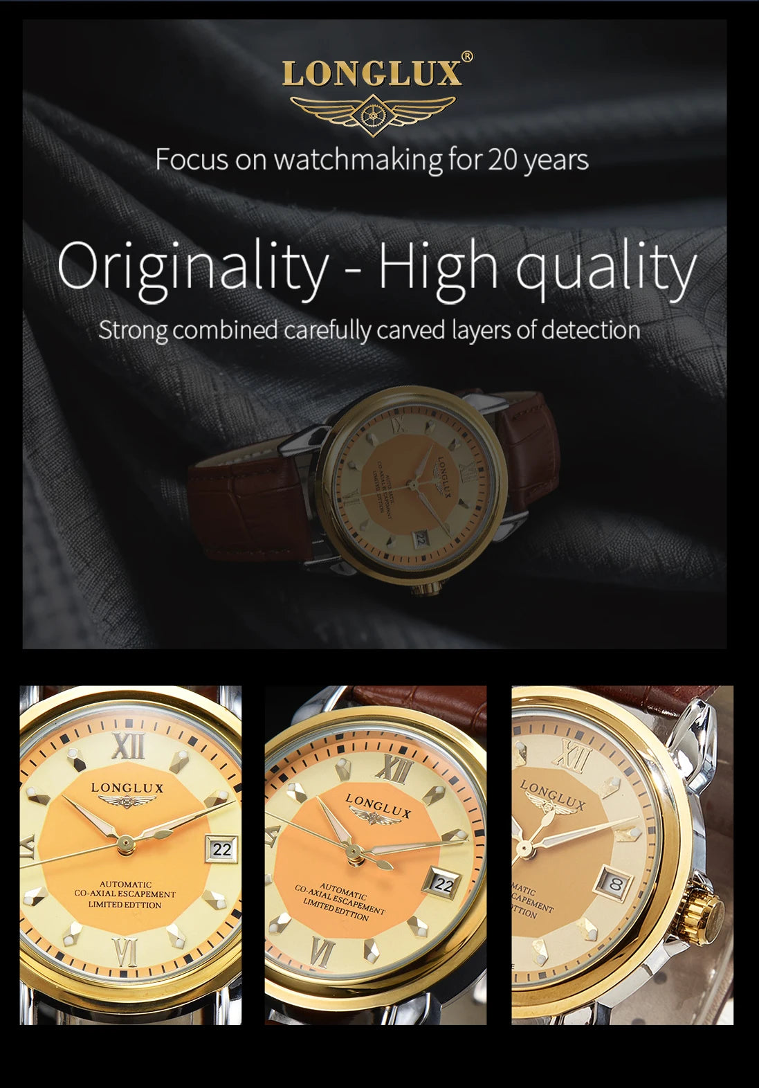 Men automatic mechanical watch waterproof leather date gift