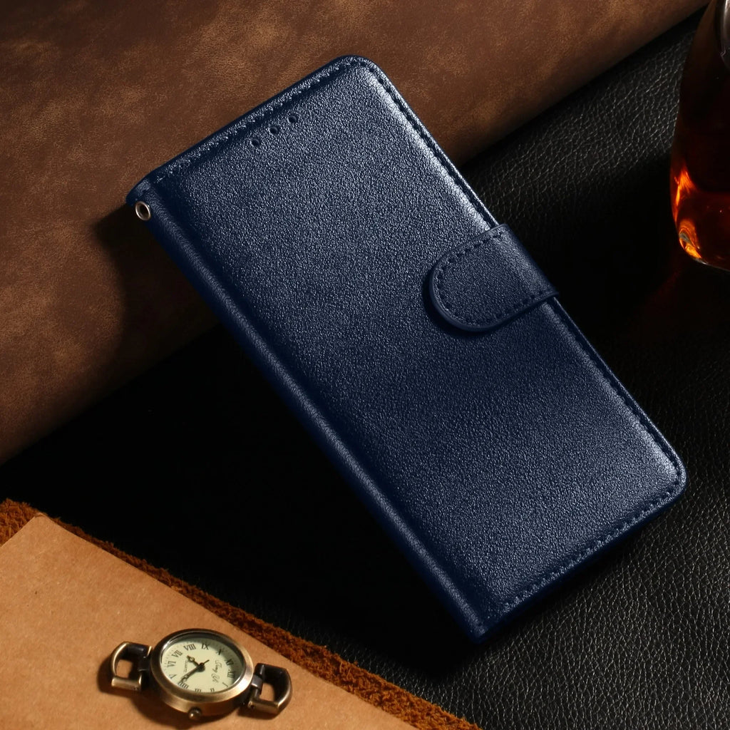 Leather flip wallet case for Samsung phone models