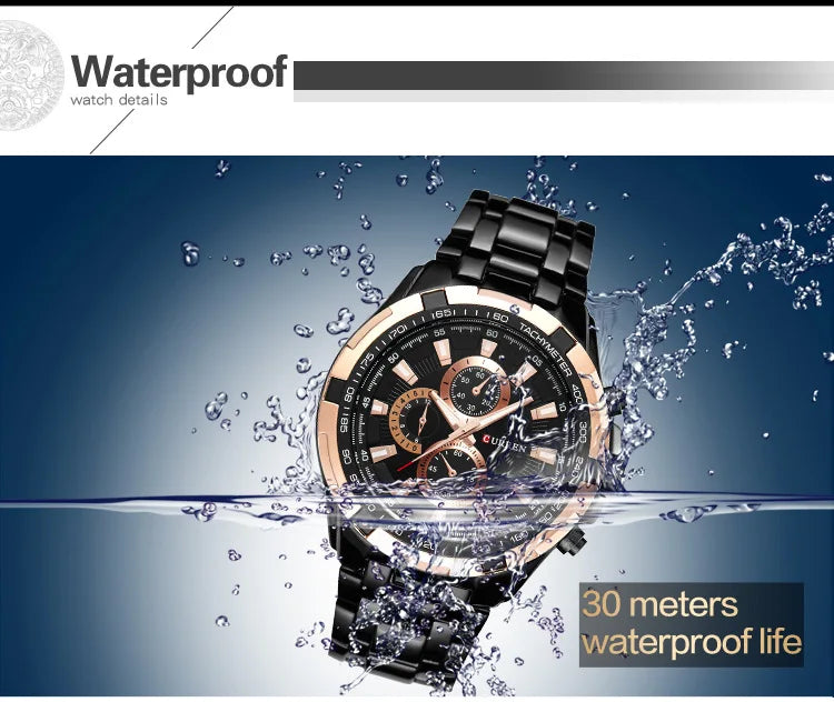 CURREN Men Quartz Watch Waterproof Large Dial
