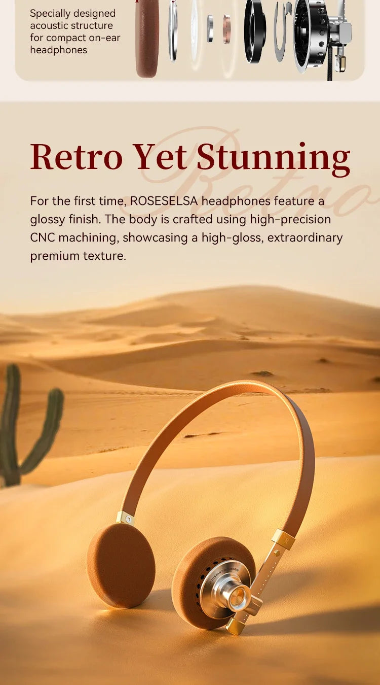 Vintage HiFi Metal Headphones Retro Wired Over Ear MMCX