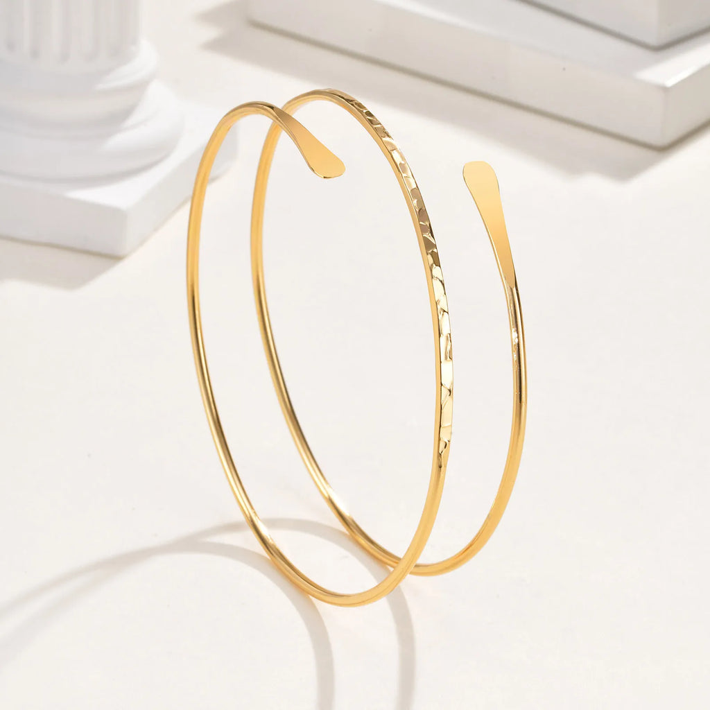 Minimalist gold upper arm cuff bracelet women