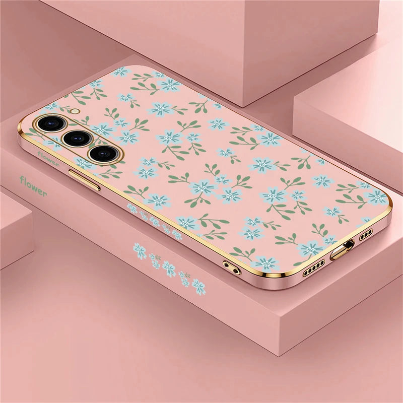 Floral silicone shockproof case for Samsung Galaxy phones