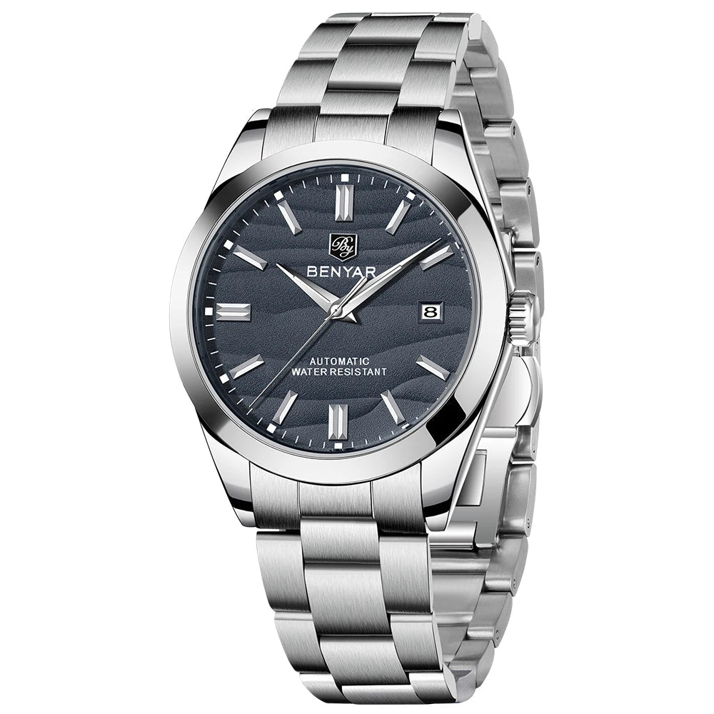 Benyar Mechanical Watch 40mm Stainless Steel Waterproof Men