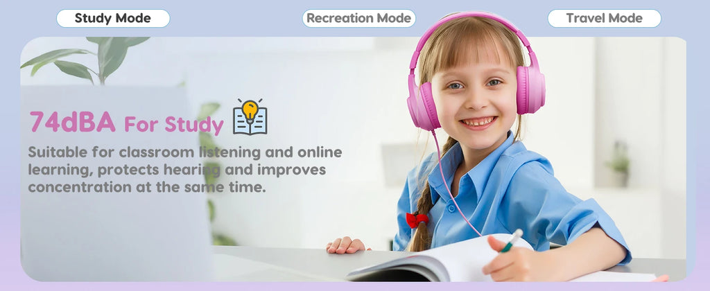 kids wired headphones stereo over ear school 3.5mm