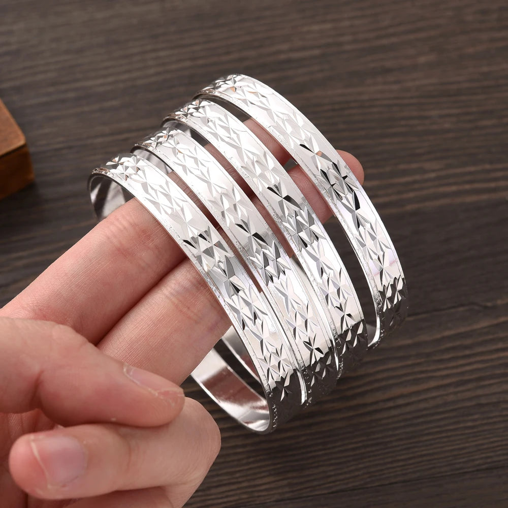 silver plated wedding bangles ethiopian dubai jewelry gift