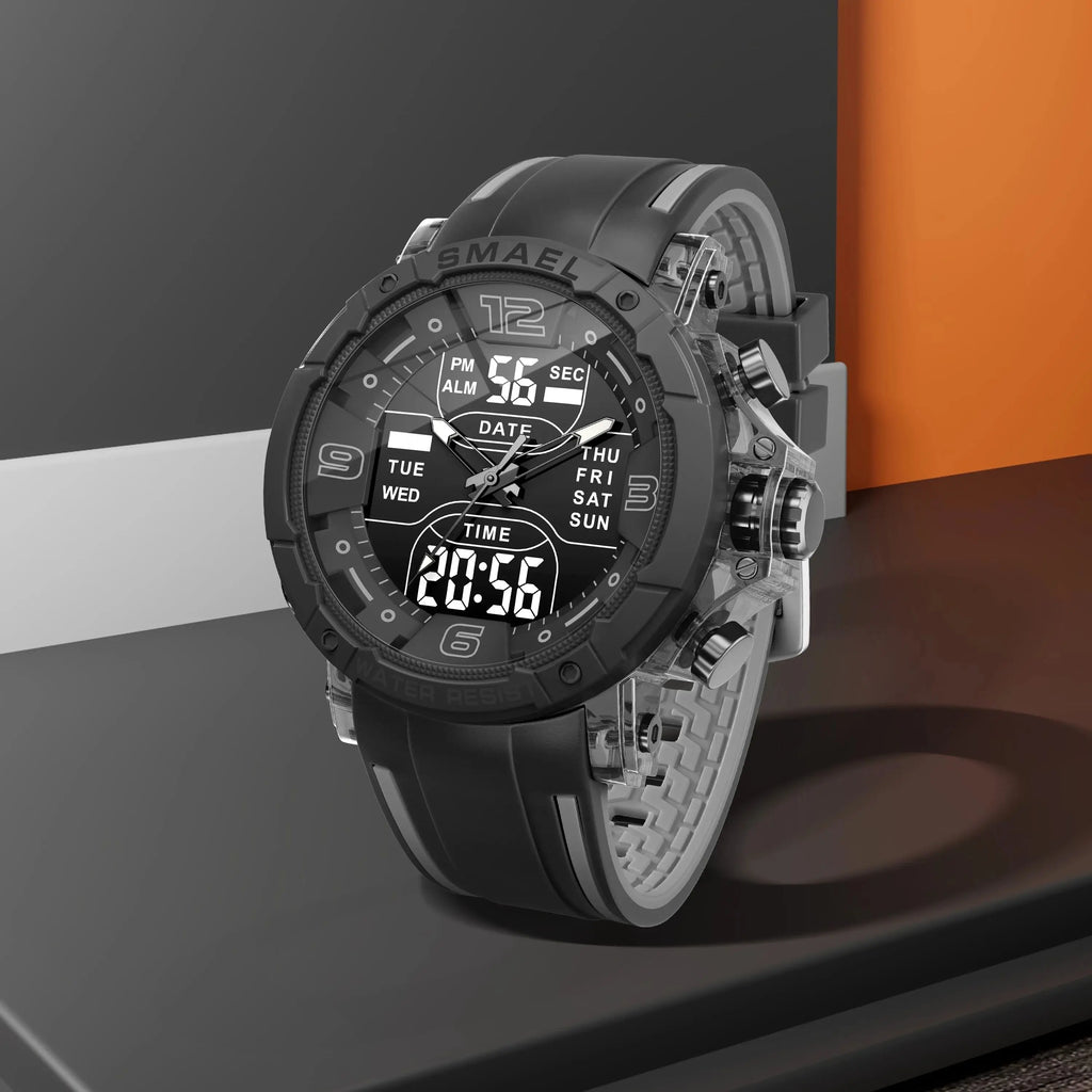 SMAEL Waterproof Quartz Sport Alarm Watch Nightlight