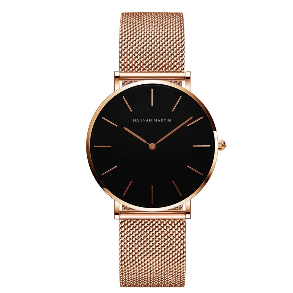 women watch rose gold waterproof quartz stainless steel elegant stylish