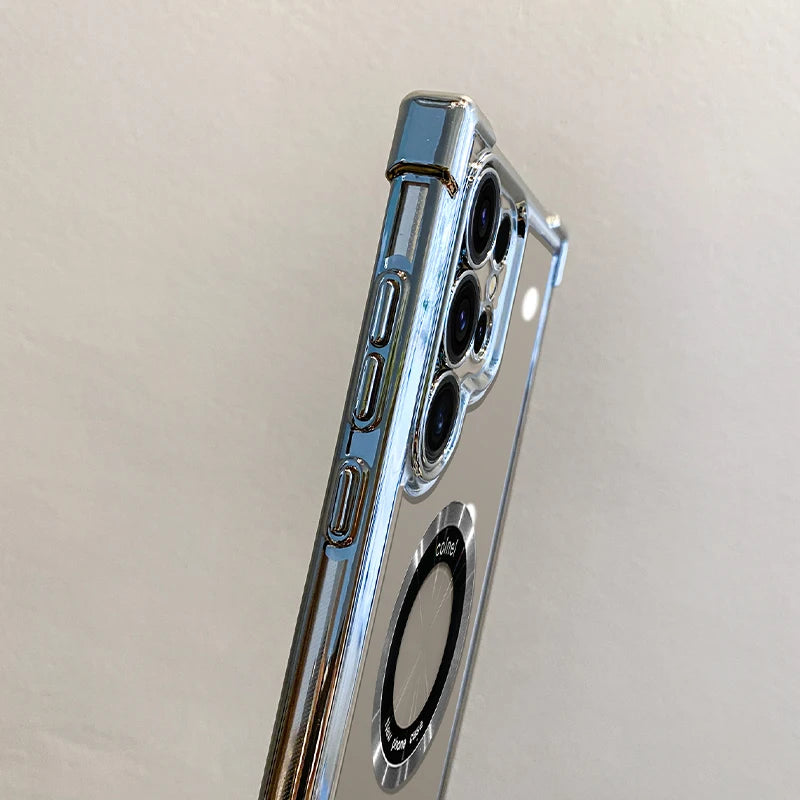 Luxury magnetic wireless charging case Samsung clear protection