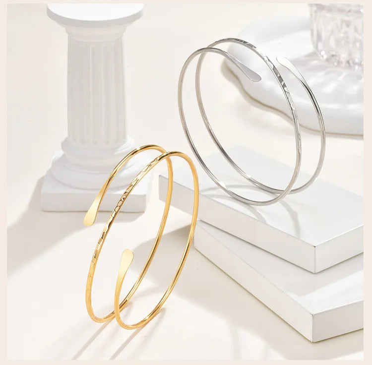 Minimalist gold upper arm cuff bracelet women