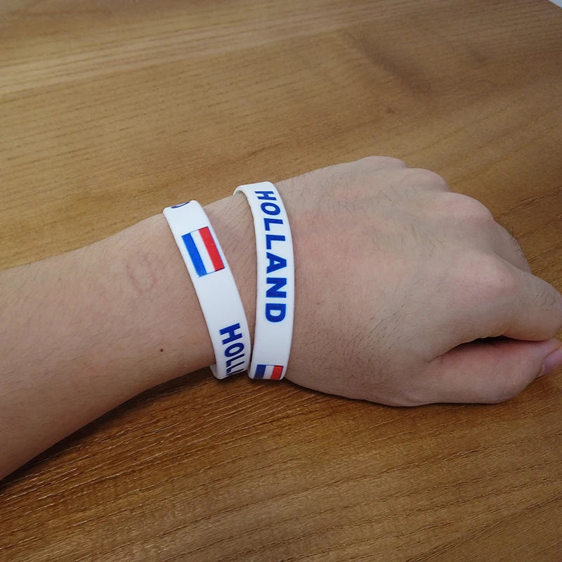 holland flag silicone wristband sports rubber patriotic accessory