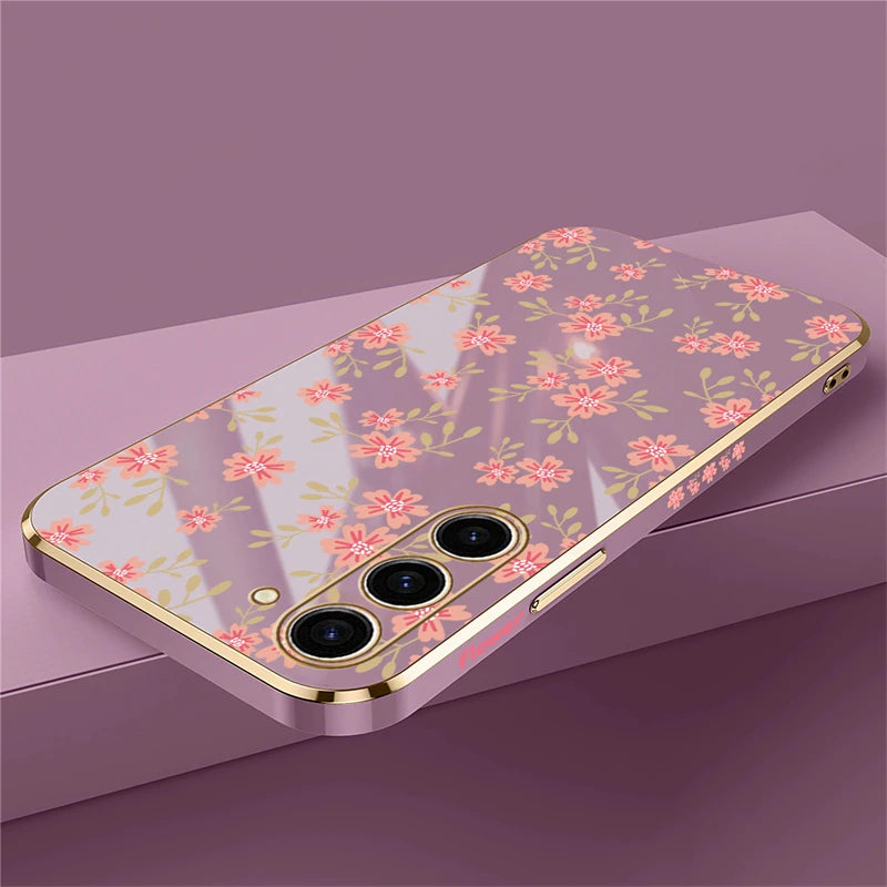 Floral silicone shockproof case for Samsung Galaxy phones