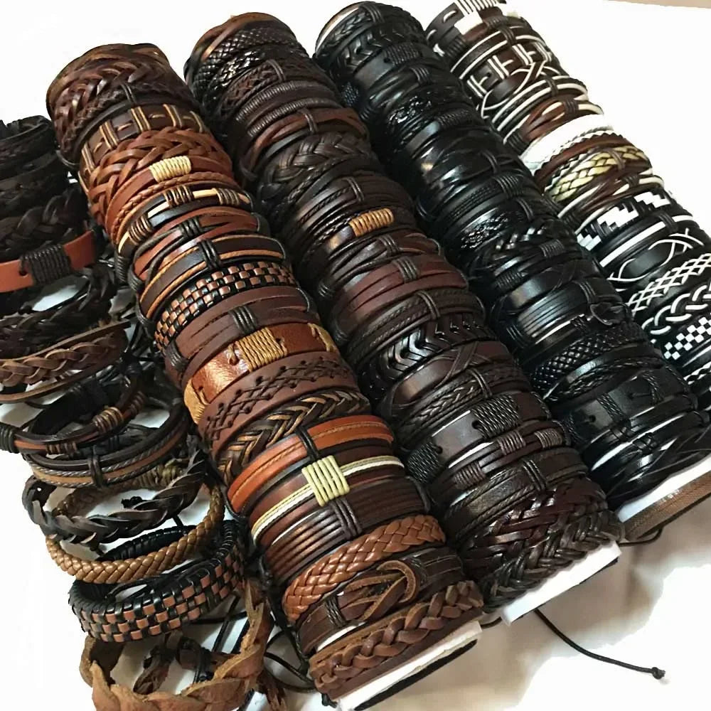 Stylish handmade woven leather bracelets for men women