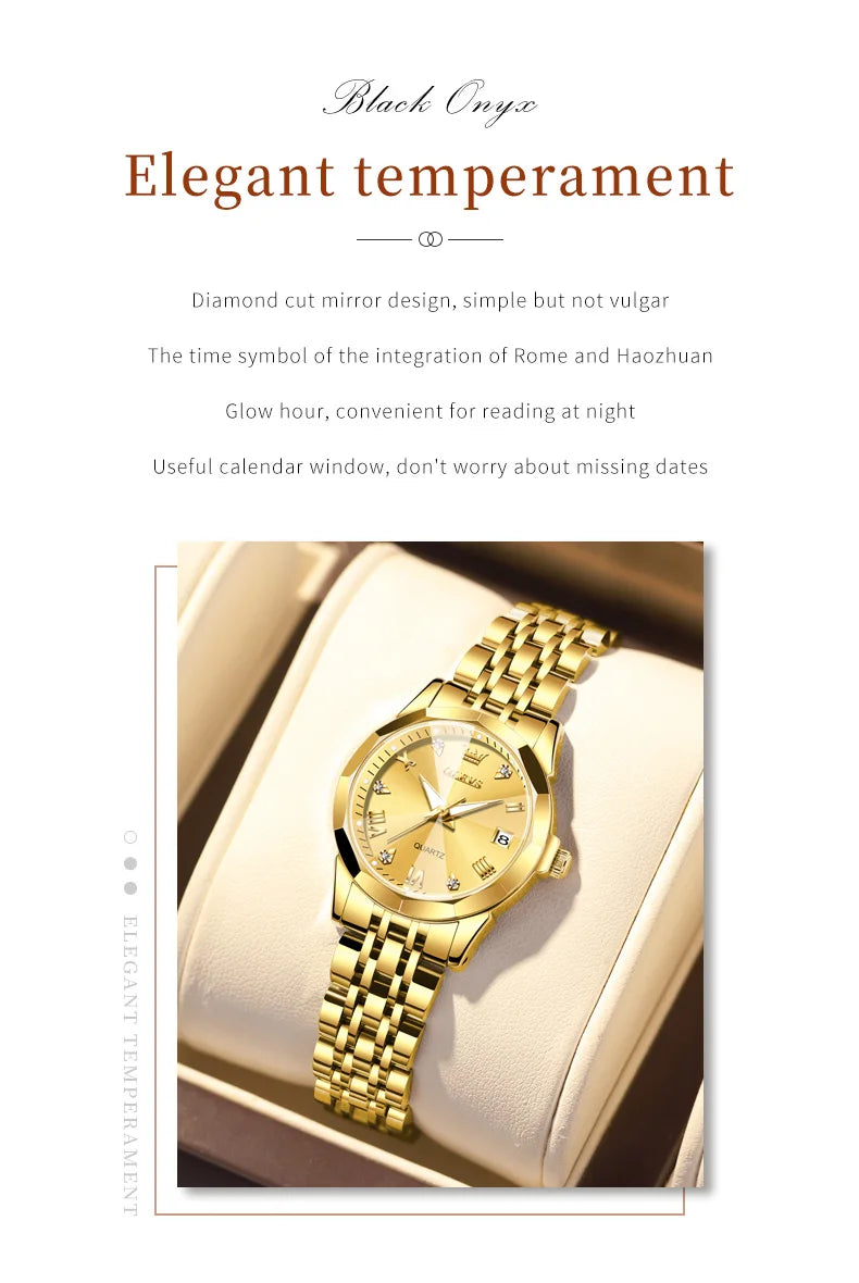 OLEVS Luxury Women Watch Elegant Waterproof Stainless Steel Quartz
