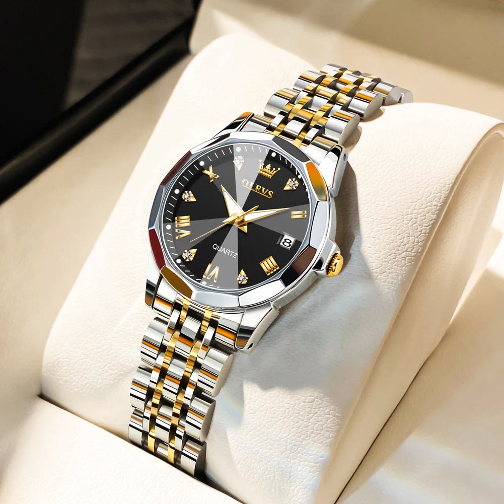 OLEVS Luxury Women Watch Elegant Waterproof Stainless Steel Quartz
