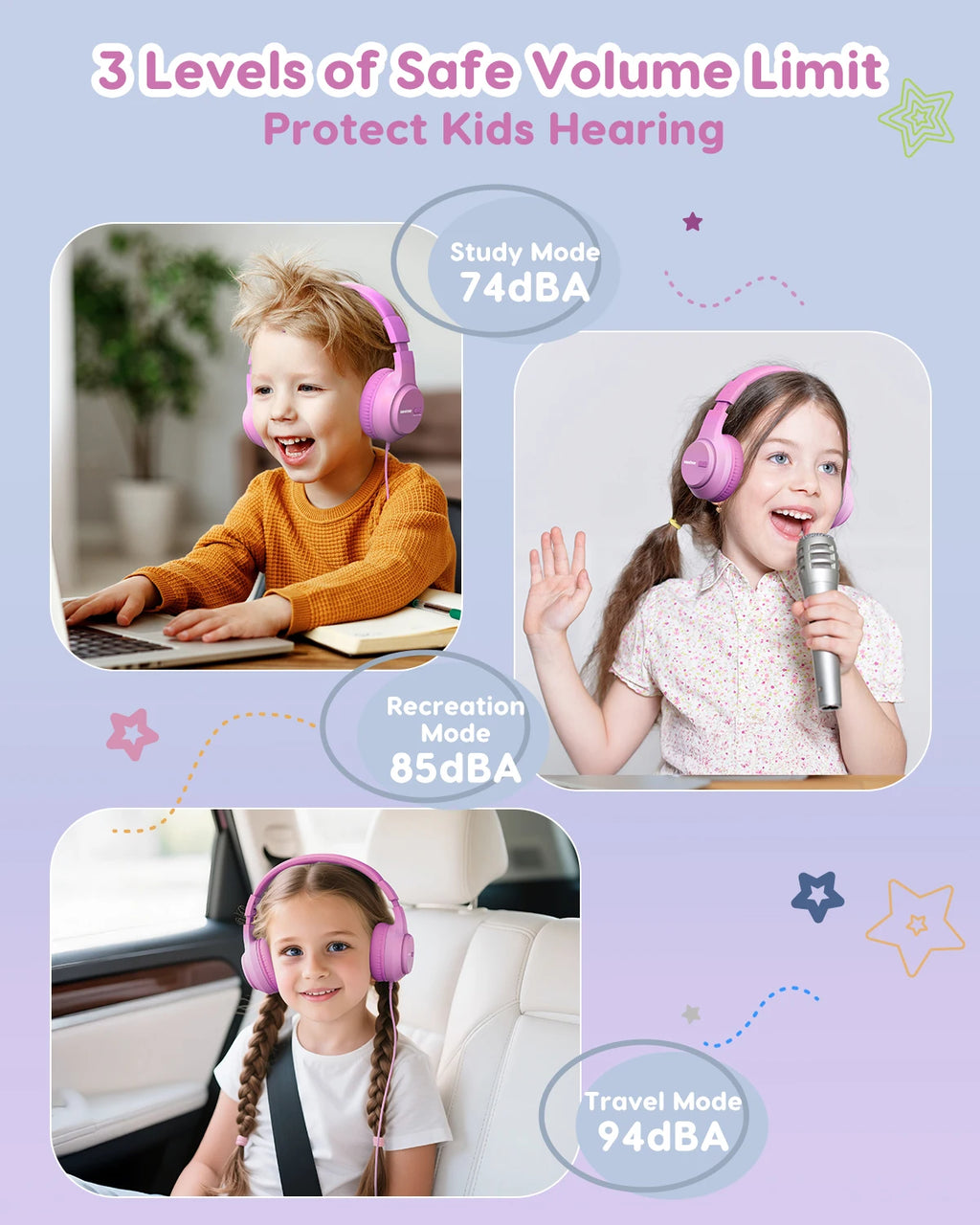 kids wired headphones stereo over ear school 3.5mm