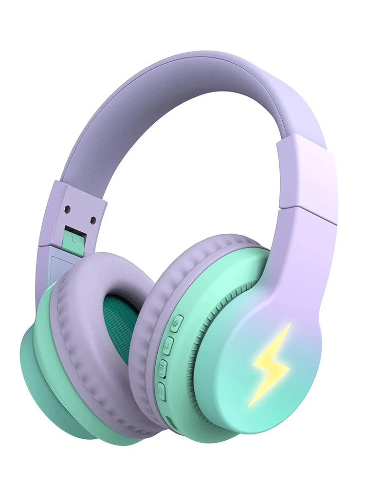 kids bluetooth headphones led over ear mic tablet