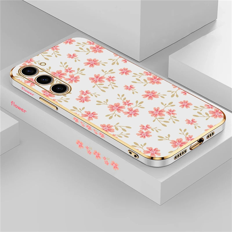 Floral silicone shockproof case for Samsung Galaxy phones